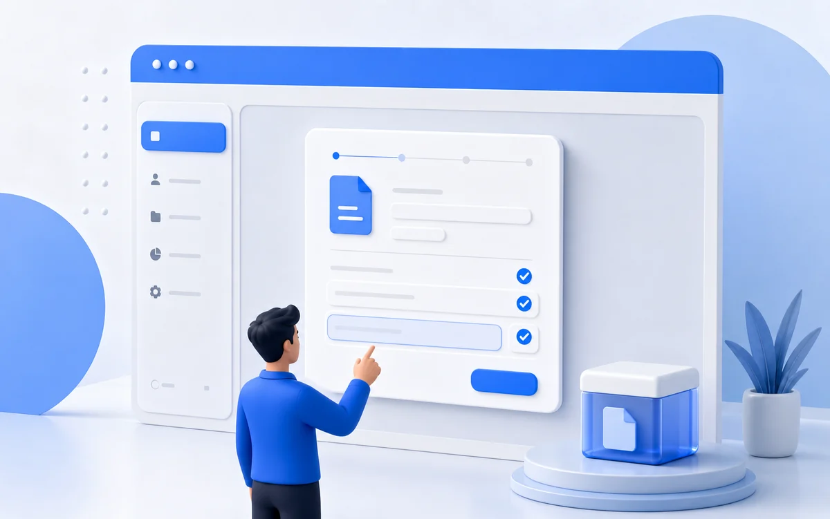 Personal plan illustration with one guided form and hosted storage